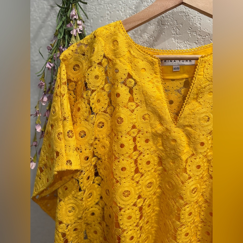 Summer Yellow Lace Caftan Dress